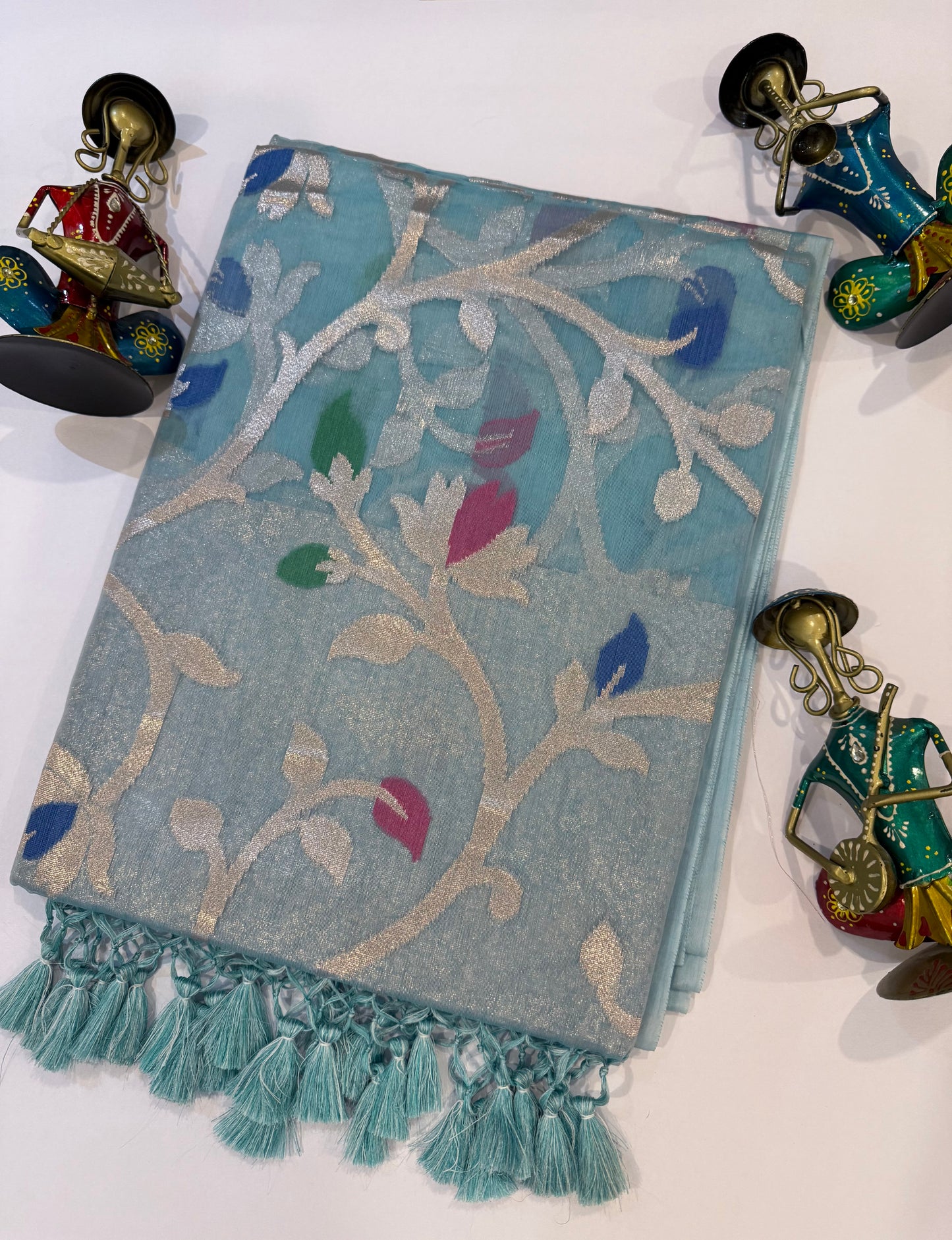 Skyblue Banarasi Organza Silk Jaal Weaving Saree