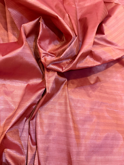 Rose Gold Banarasi Satin Silk Kadhwa Weave Saree