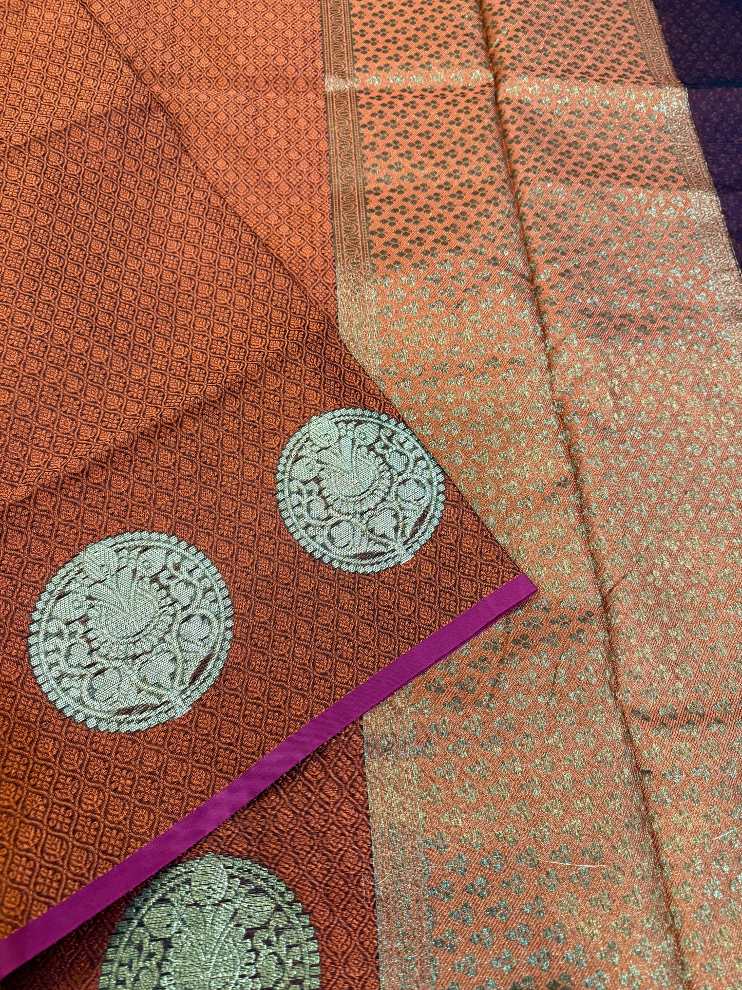 Orange Banarasi Silk Saree – Tanchui Weave with Silver & Gold Zari
