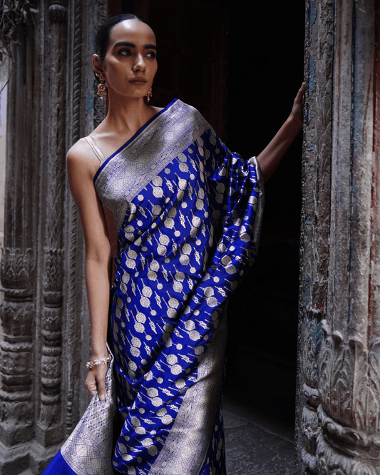 Dhriti - Royal Blue Pure Banarasi Katan Silk Saree