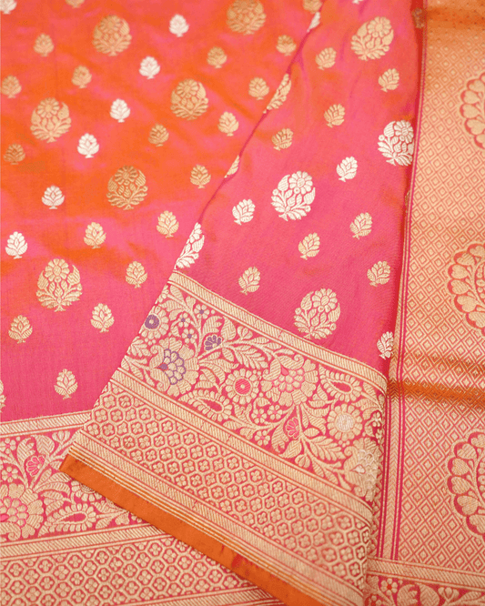 Garima - Dhoop-Chao Pink Pure Banarasi Katan Silk Handwoven Saree